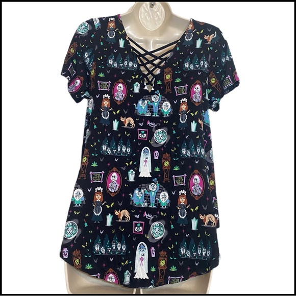 DISNEY HAUNTED MANSION CRISS-CROSS DETAILED BACK T-SHIRT XS - Picture 8 of 11